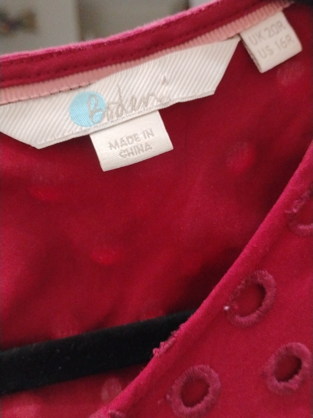 Boden Women’s Burgundy Eyelet Midi Dress SZ 16 - Picture 7 of 7